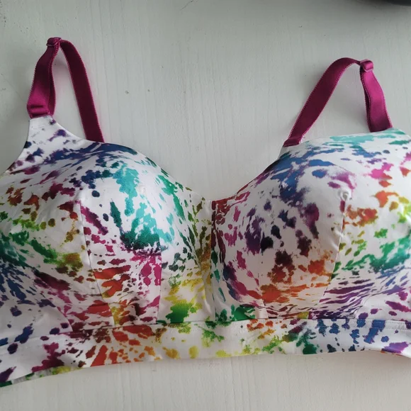 40D Torrid Curve Colorful Rainbow Tie Dye Wireless Bra - Picture 1 of 5